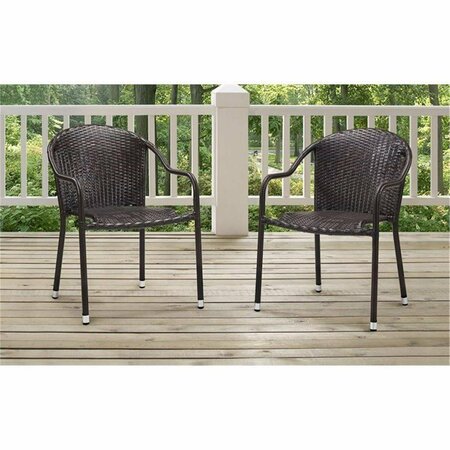 MODERN MARKETING CONCEPTS Palm Harbor Outdoor Wicker Cafe Seating Set- Brown - 3 Piece KO70060BR